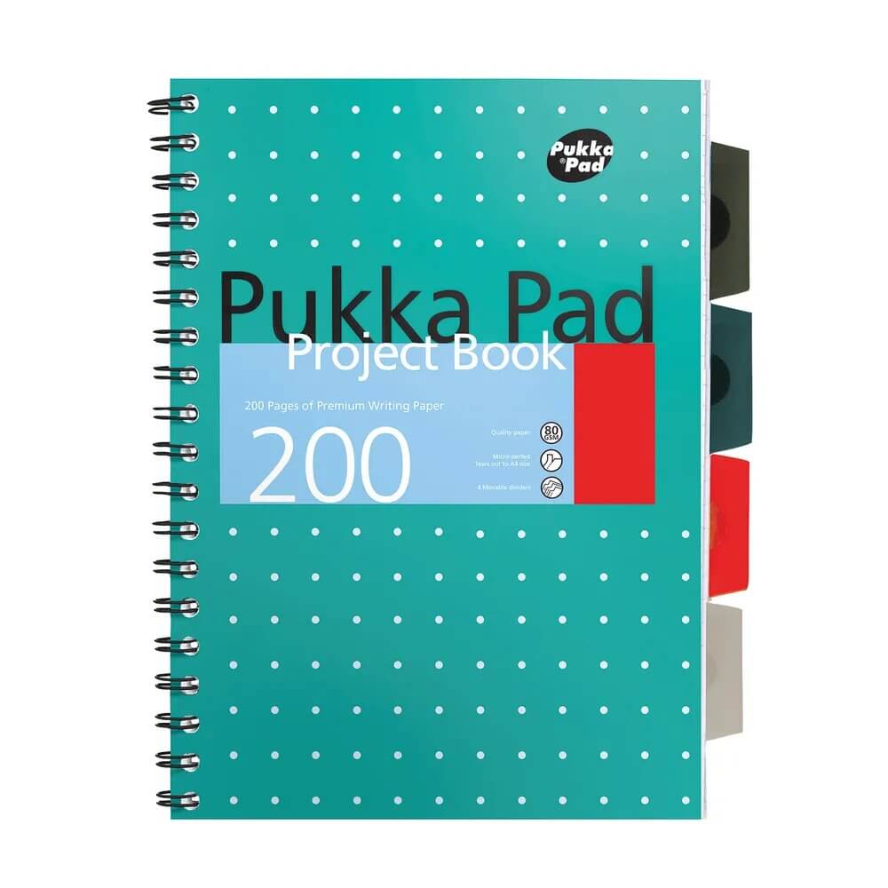 Caiet A4 cu spira si separatoare Pukka Pads MPB, dictando, perforatii, 200 pagini Caiet A4 cu spira si separatoare Pukka Pads MPB, dictando, perforatii, 200 pagini